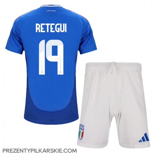 Stroje piłkarskie Włochy Mateo Retegui #19 Koszulka Podstawowej dla dzieci ME 2024 Krótki Rękaw (+ szorty)